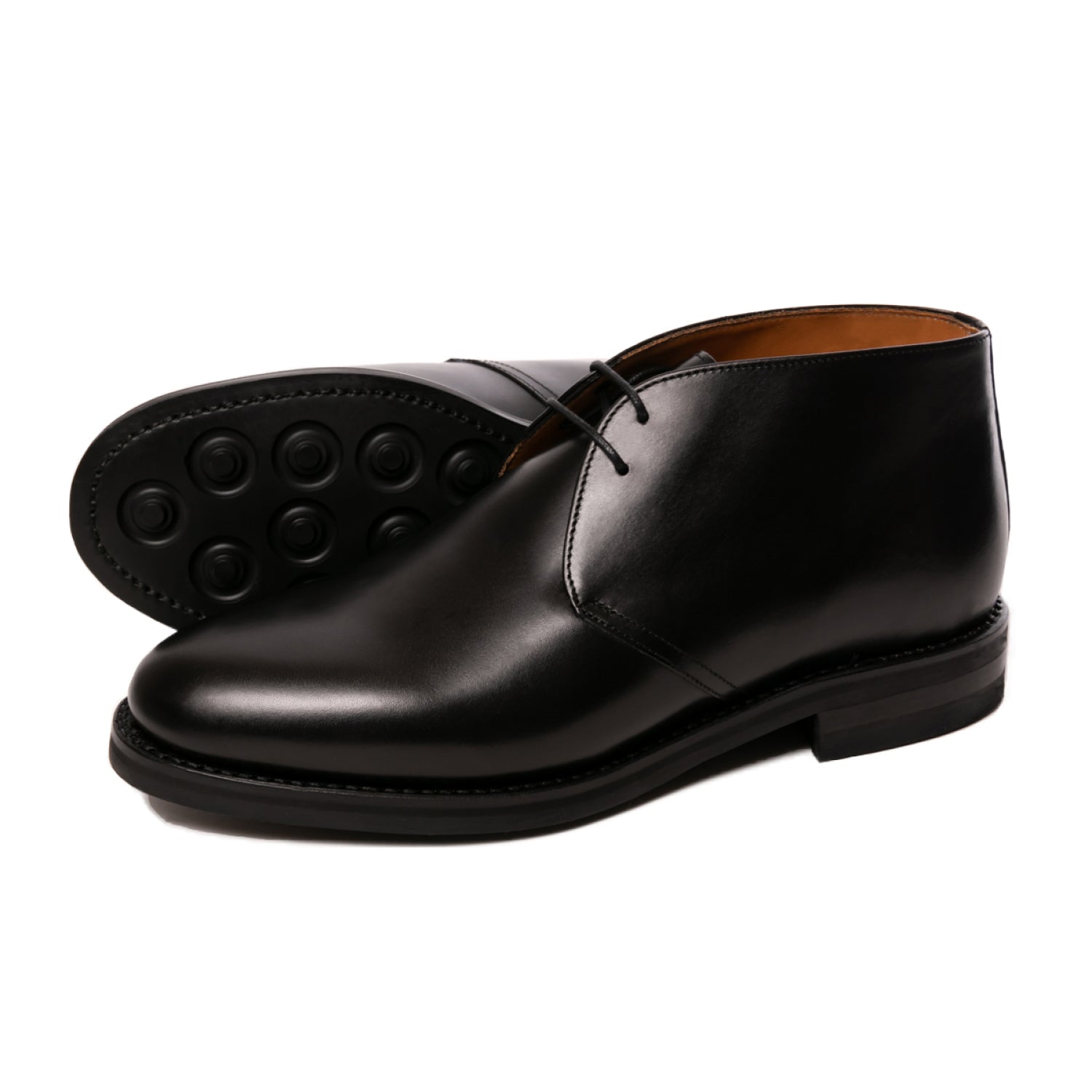 Berwick バーウィック UK6 24.5 チャッカブーツ ブラック 革靴-