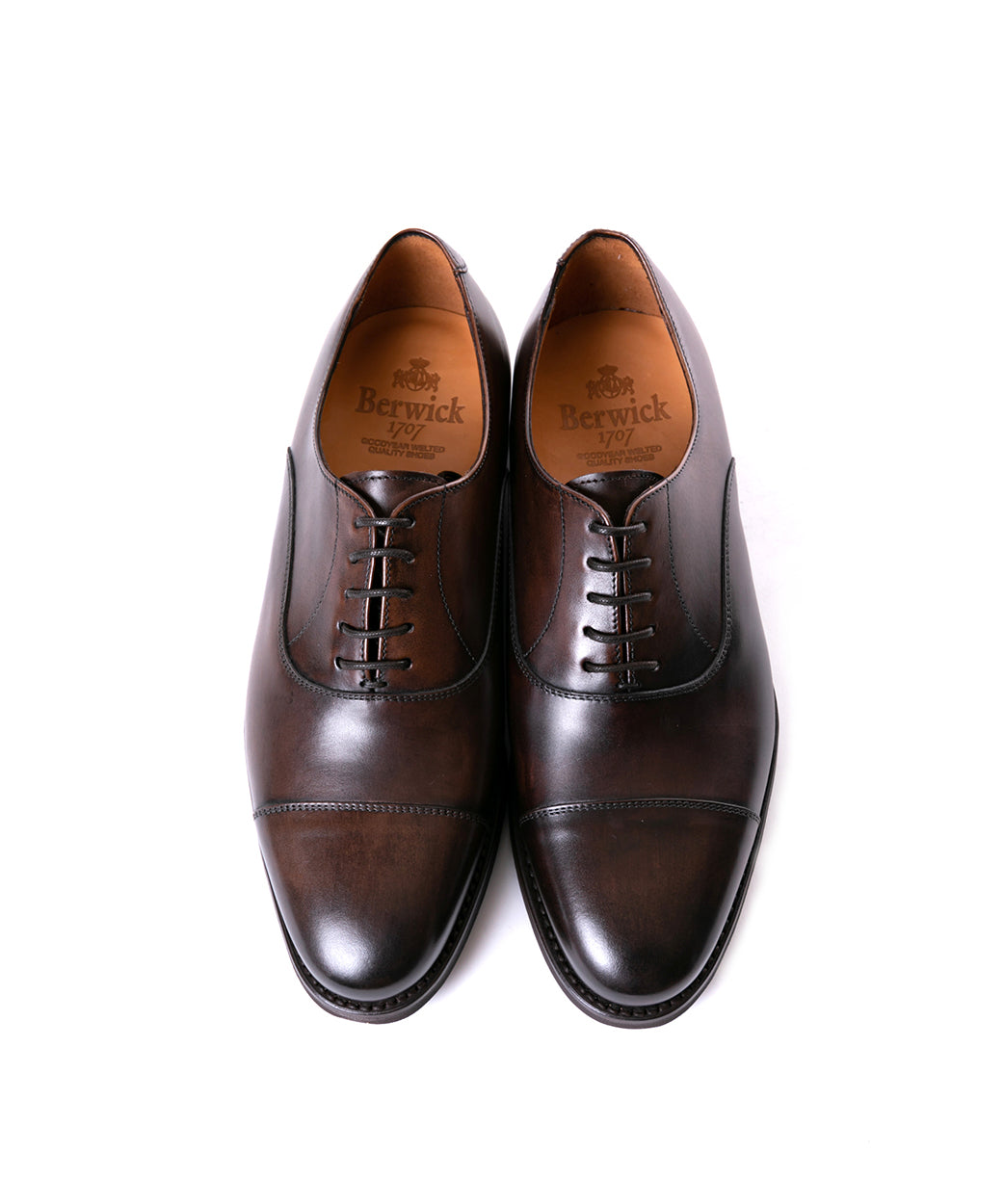 【メンズブランド革靴】バーウィック　25.0cm　人気ストレートチップ　ブラウン